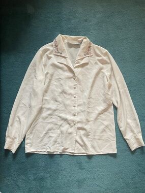 Alfred Dunner Cream Collared Blouse